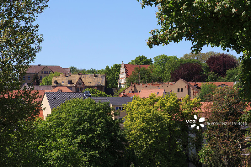 阿尔滕堡老城区的新旧住宅建筑（图林根/德国）图片素材