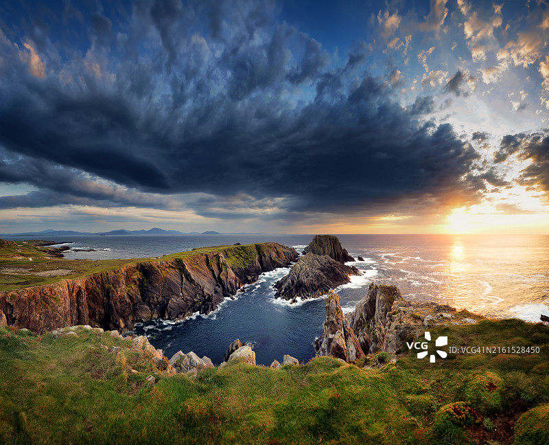 爱尔兰多尼戈尔郡马林角日落图片素材