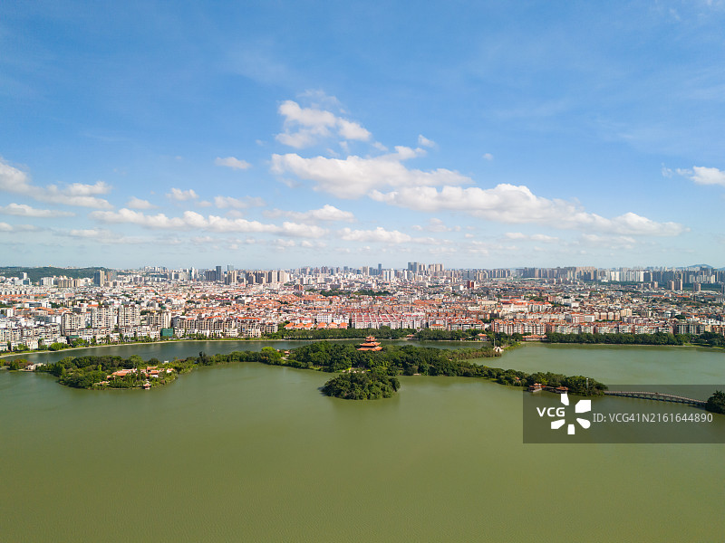 中国福建西湖公园鸟瞰图图片素材