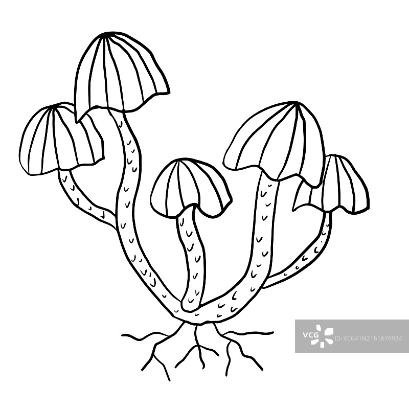 白色背景下的涂鸦毒菌图片素材