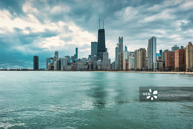 美国伊利诺伊州芝加哥天际线图片素材