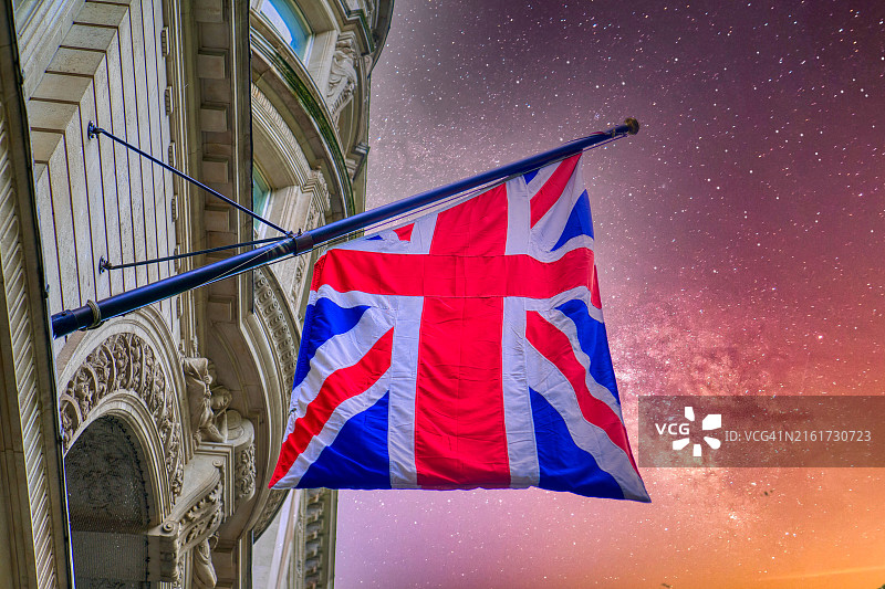 银河下的英国国旗图片素材