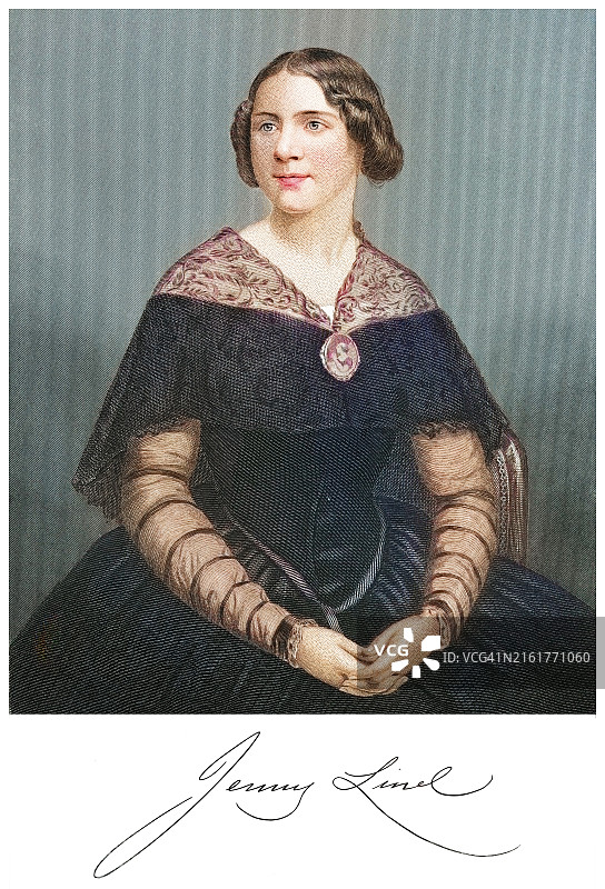 瑞典歌剧演唱家约翰娜·玛丽亚·林德肖像图片素材