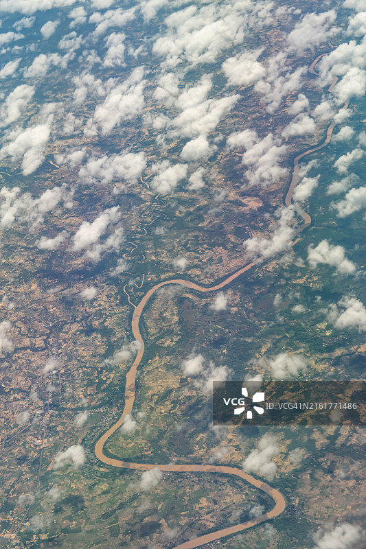 老挝沙拉湾色顿河飞机航拍图片素材