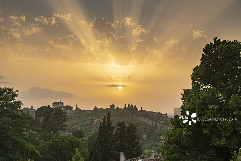 托斯卡纳佛罗伦萨城市日落图片素材
