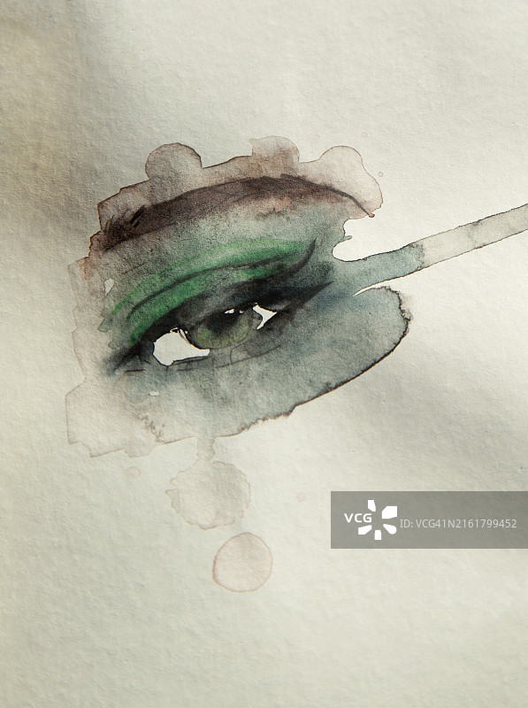 白色背景上的眼睛水彩画图片素材