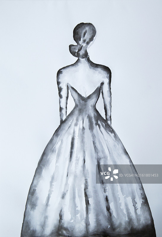 白色背景上的新娘绘画图片素材