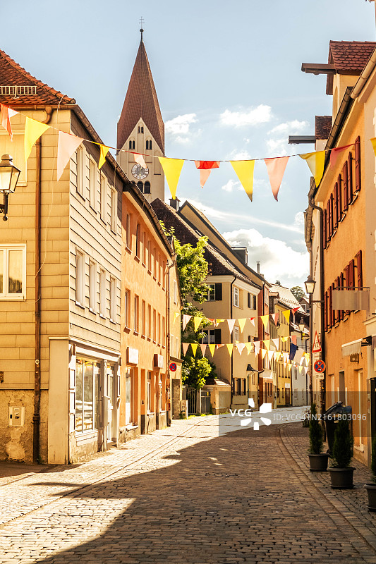 德国巴伐利亚小镇的彩色外墙房屋图片素材