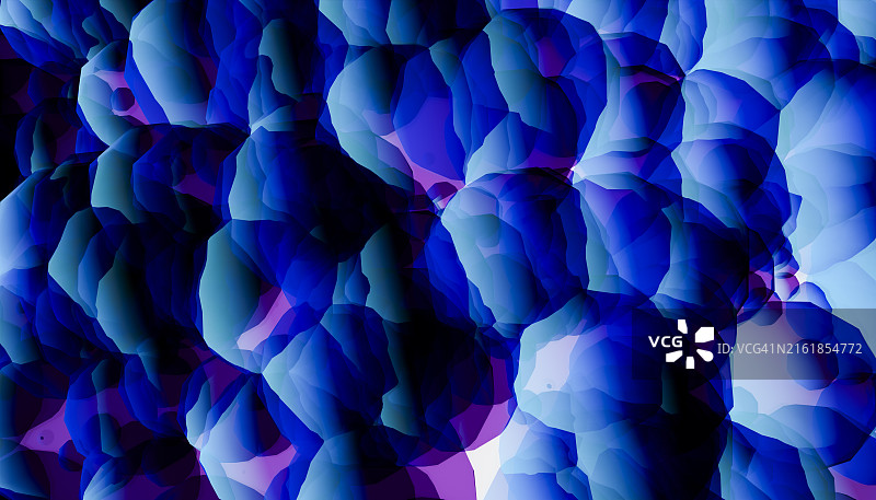 三维渲染图像中蓝色海绵状模糊的正面特写图片素材