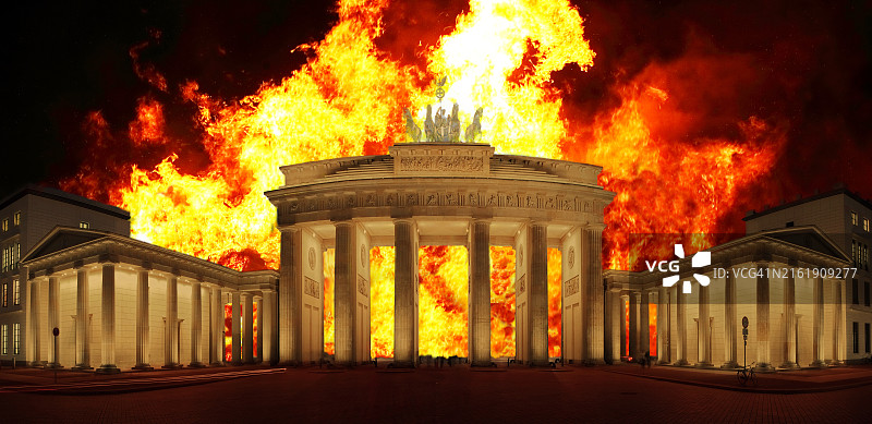德国首都柏林勃兰登堡门燃烧图片素材
