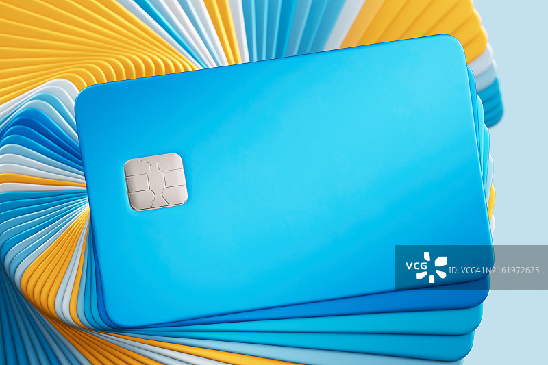 动态漩涡图案的渐变色卡片堆叠：数字钱包革命与定制金融服务图片素材