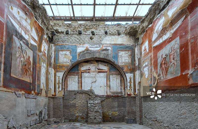 意大利坎帕尼亚埃尔科拉诺罗马别墅的罗马壁画图片素材