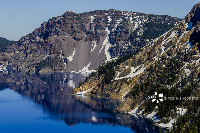 俄勒冈州火山口湖倒影002图片素材