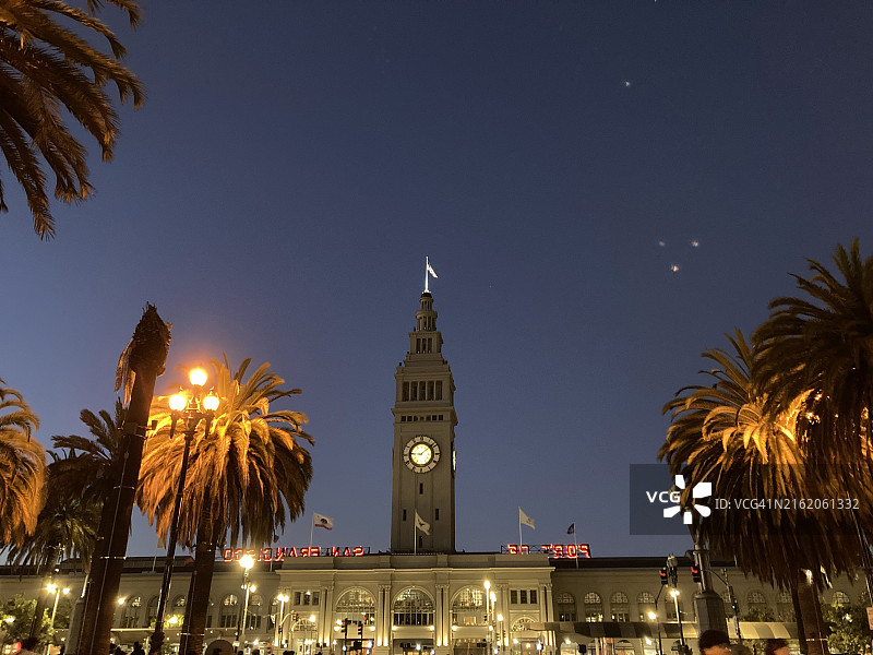 旧金山轮渡大厦黄昏景色图片素材