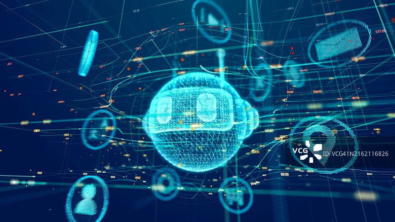 AI聊天机器人技术概念图片素材