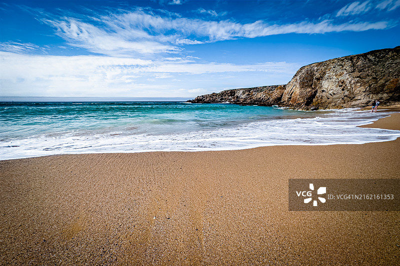 法国布列塔尼基伯龙半岛布朗港海滩图片素材