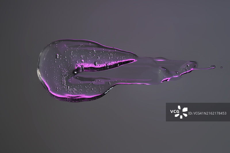 深色丁香色背景上的一滴凝胶化妆品精华液图片素材