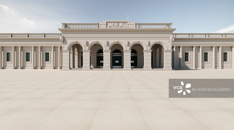 带有大理石广场的古典建筑外观图片素材