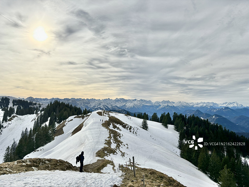 德国巴伐利亚伦格里斯雪山风景图片素材