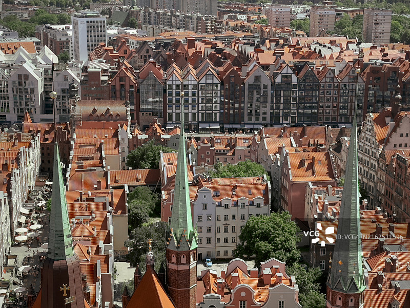 波兰格但斯克老城鸟瞰图图片素材
