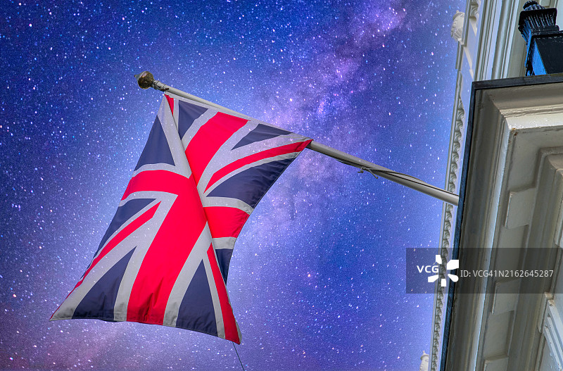 银河下的英国国旗图片素材