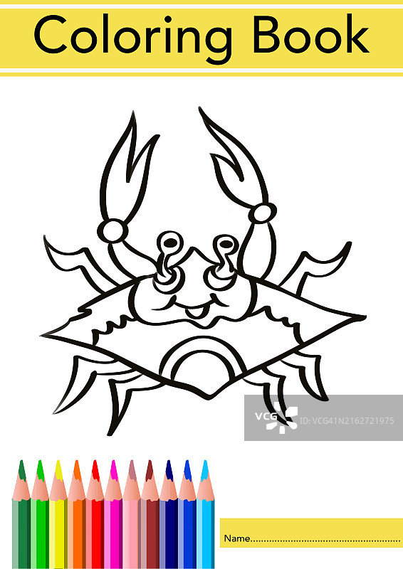 涂色书：黑色线条海蟹图片素材