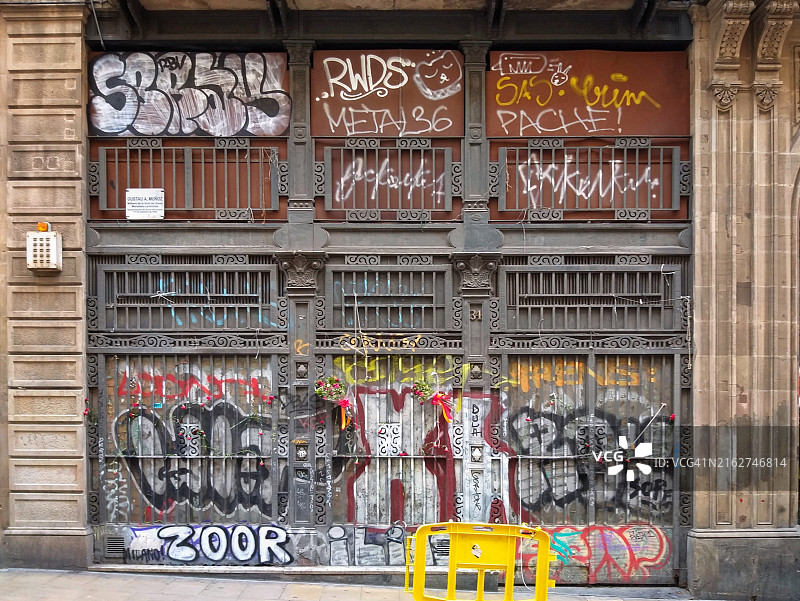 西班牙巴塞罗那的涂鸦和街头艺术图片素材