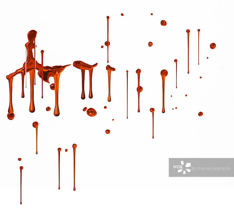 白色墙壁上滴落的红色丙烯颜料图片素材