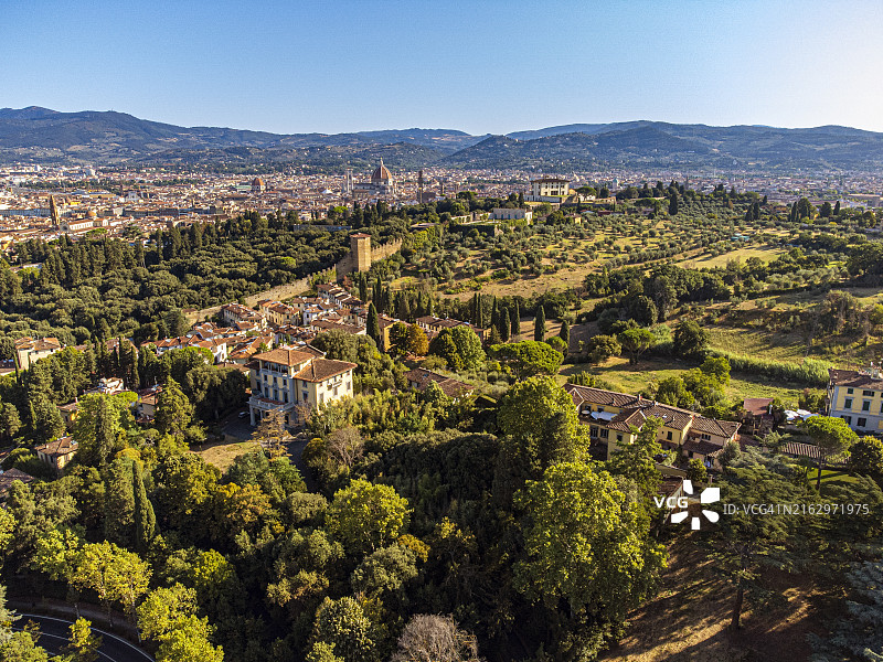 佛罗伦萨：博博利诺花园无人机航拍图片素材