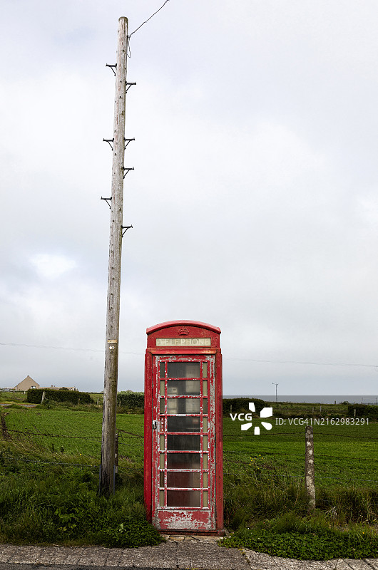 英国奥克尼群岛的电话亭图片素材