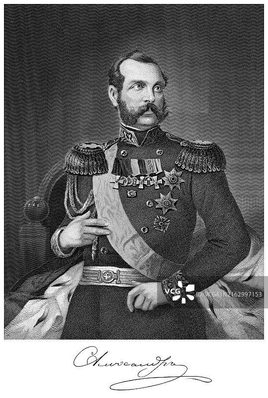 亚历山大二世，俄罗斯皇帝、波兰国王和芬兰大公肖像图片素材