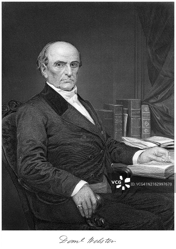 美国律师和政治家丹尼尔·韦伯斯特肖像图片素材