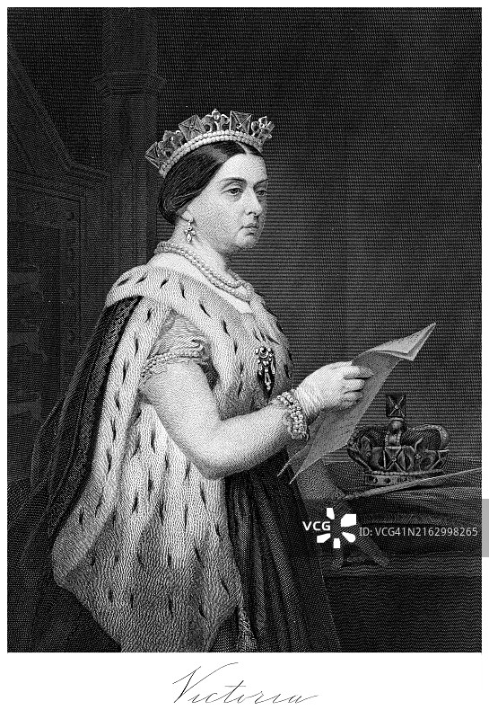 维多利亚女王肖像，大不列颠及爱尔兰联合王国女王图片素材