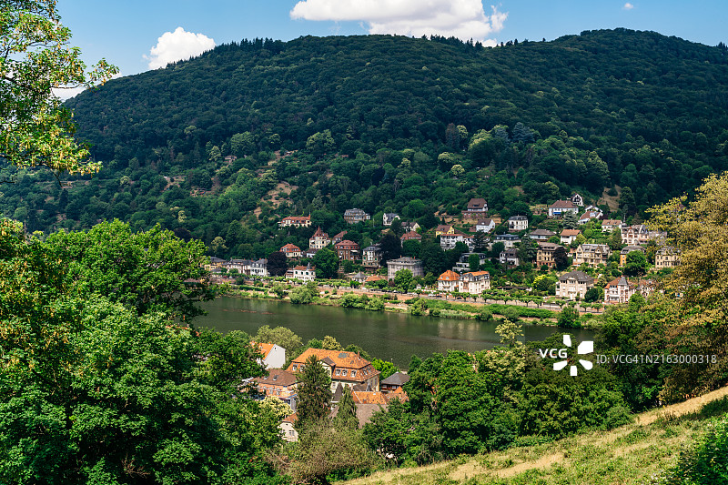 德国海德堡的河流与桥梁风光图片素材