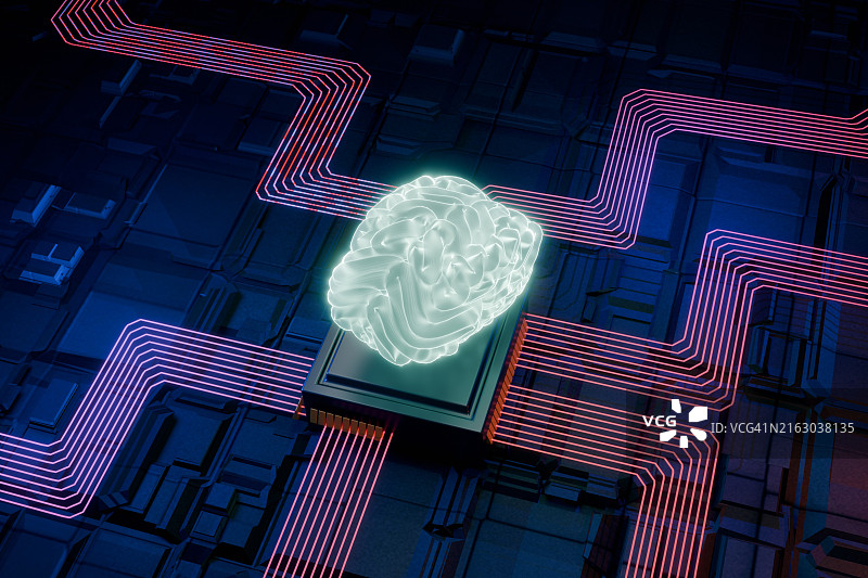 AI人工智能数字大脑与科技概念图片素材