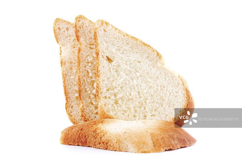 四片白色面包，白色背景图片素材