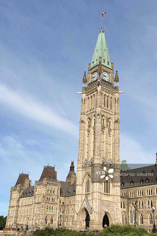 阴天下的渥太华议会山加拿大议会大厦图片素材