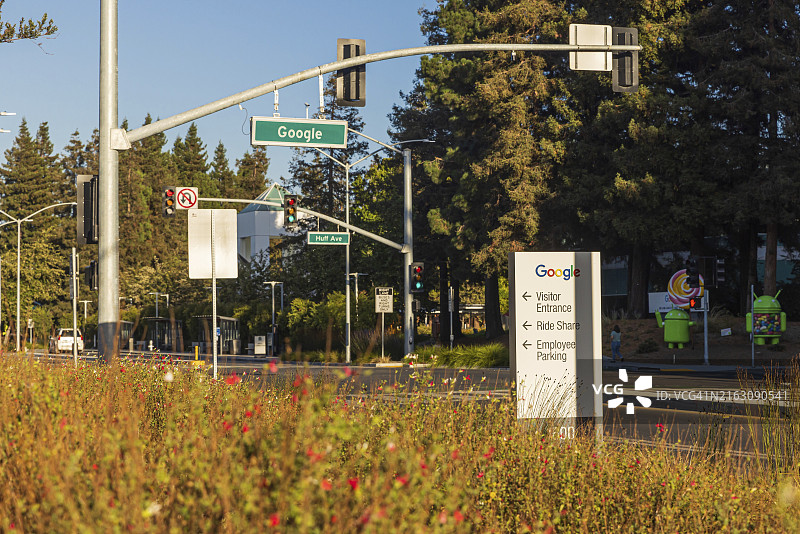 加利福尼亚州山景城谷歌总部街景标志图片素材