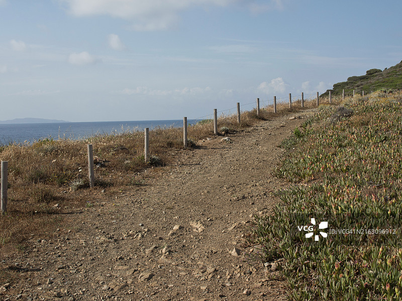 沿海岸线的小路，阿雅克肖，科西嘉岛，法国图片素材