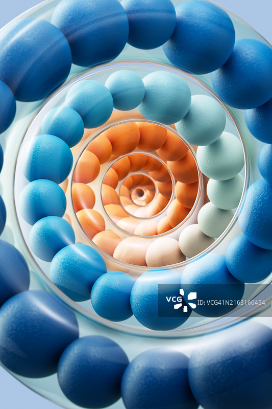 3D螺旋玻璃管中的球体创新路径通往未来图片素材