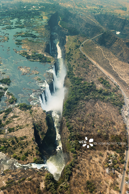 津巴布韦维多利亚瀑布旱季航拍图片素材