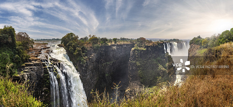 旱季时津巴布韦一侧的维多利亚瀑布图片素材