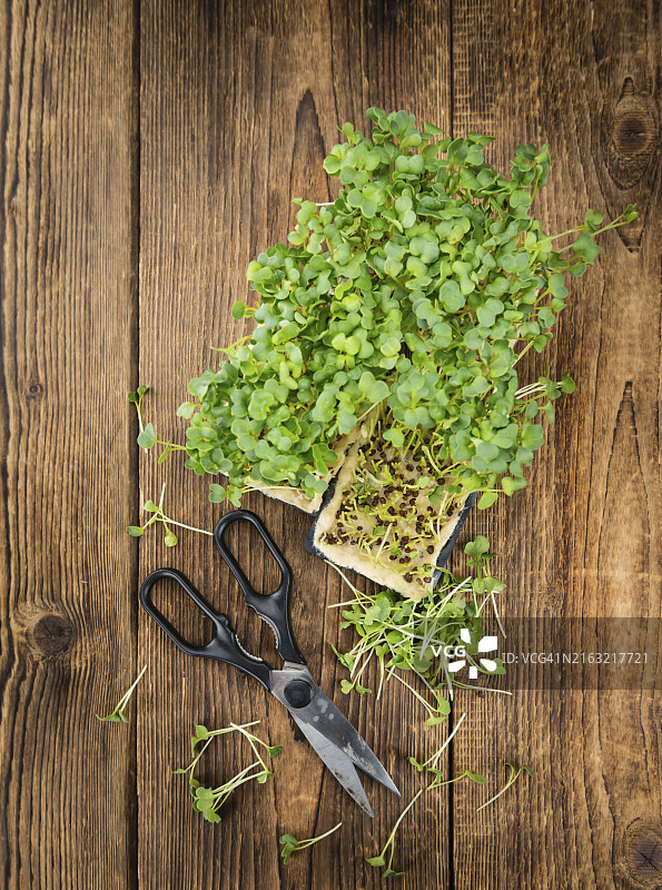 新鲜切碎的豆瓣菜（特写镜头，选择性聚焦）图片素材