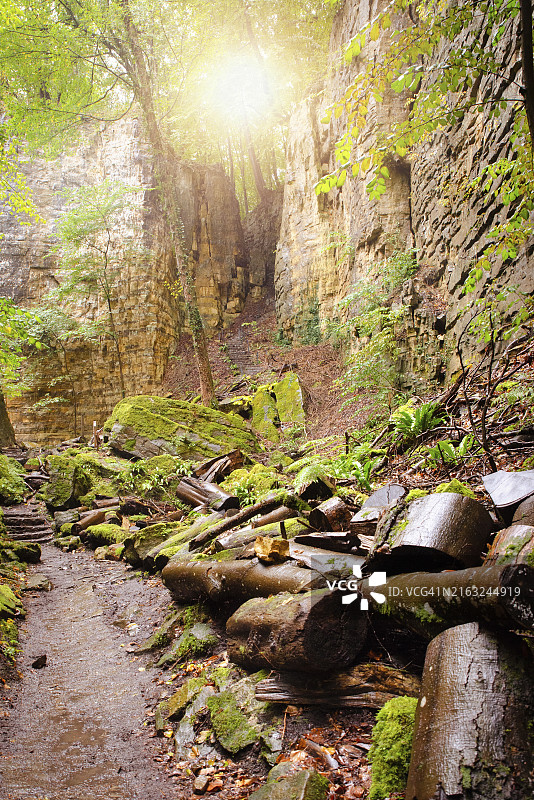 卢森堡埃希特纳赫附近米勒塔尔步道的狼峡谷砂岩图片素材