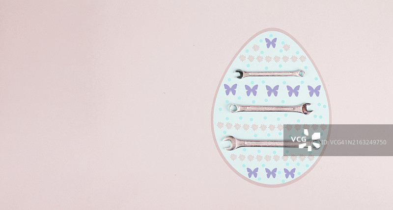 扳手蝴蝶复活节彩蛋节日贺卡图片素材