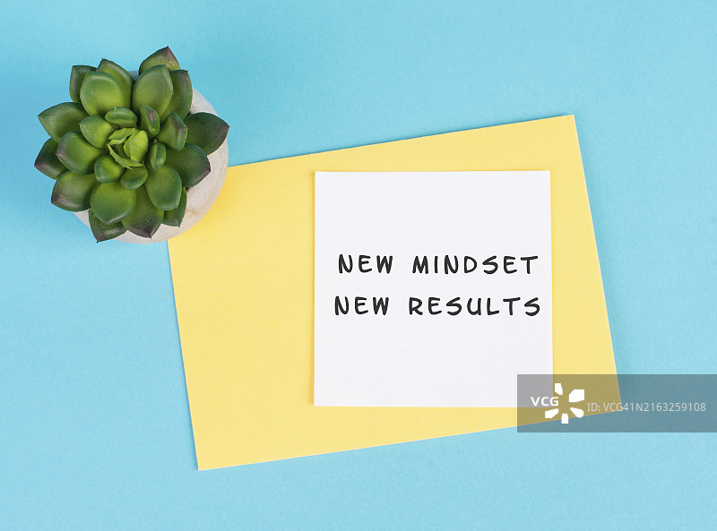 写在纸上的新思维新结果：指导策略、乐观和积极的思考、成功的生活方式图片素材