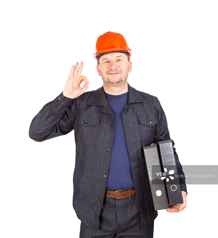 工人做出OK手势图片素材