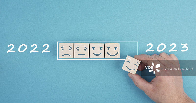 带有悲伤和快乐表情的加载条，2023年进展中，疫情结束，恢复正常图片素材