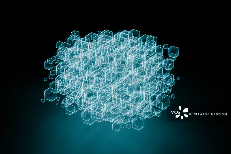 抽象全息图立方体大语言模型图片素材