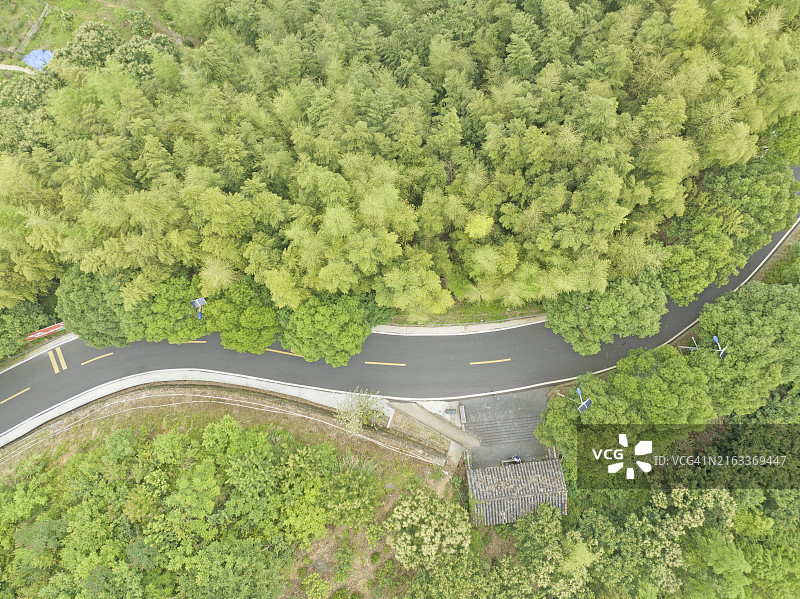 绍兴府志山盘山公路鸟瞰图片素材